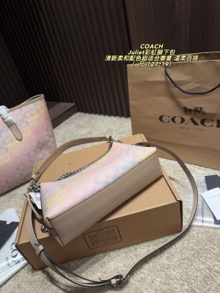 Coach Juliet Rainbow Coated Canvas Shoulder Bag Pink view 6