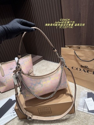 Coach Juliet Rainbow Coated Canvas Shoulder Bag Pink view 7
