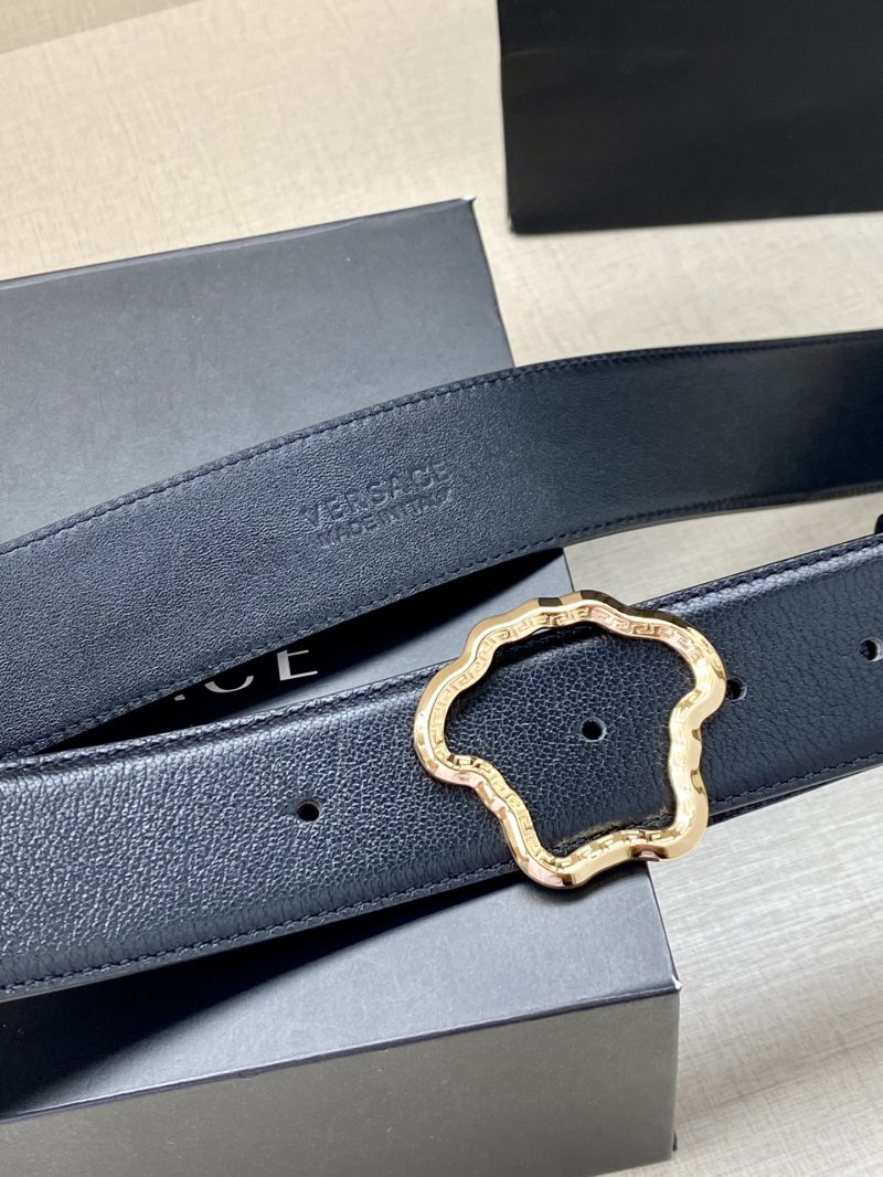 Versace Palazzo Black Leather Belt with Medusa Buckle view