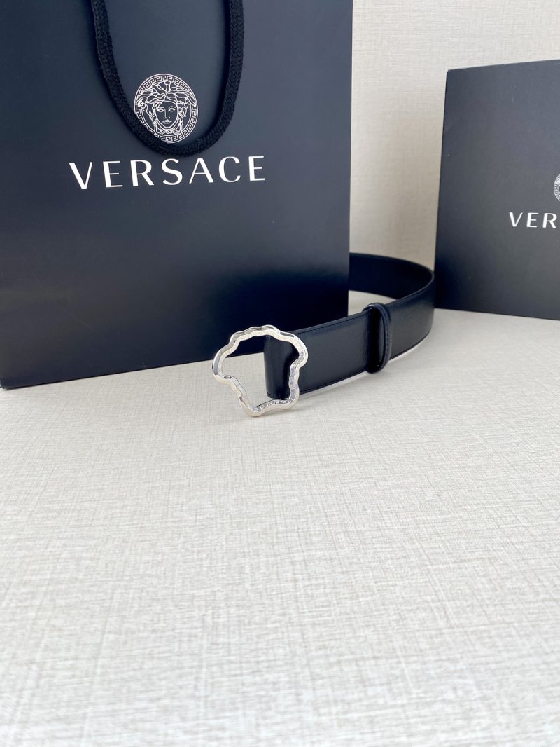 Versace Palazzo Black Leather Belt with Medusa Buckle view