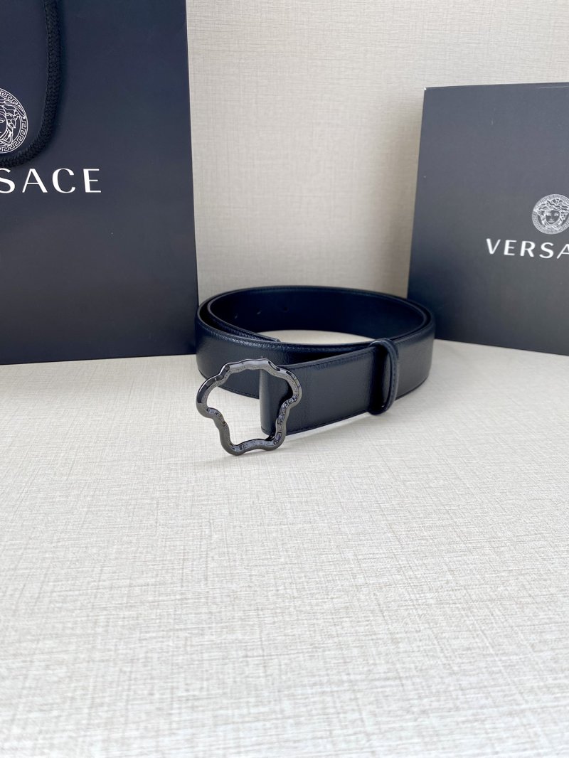 Versace Palazzo Black Leather Belt with Medusa Buckle view