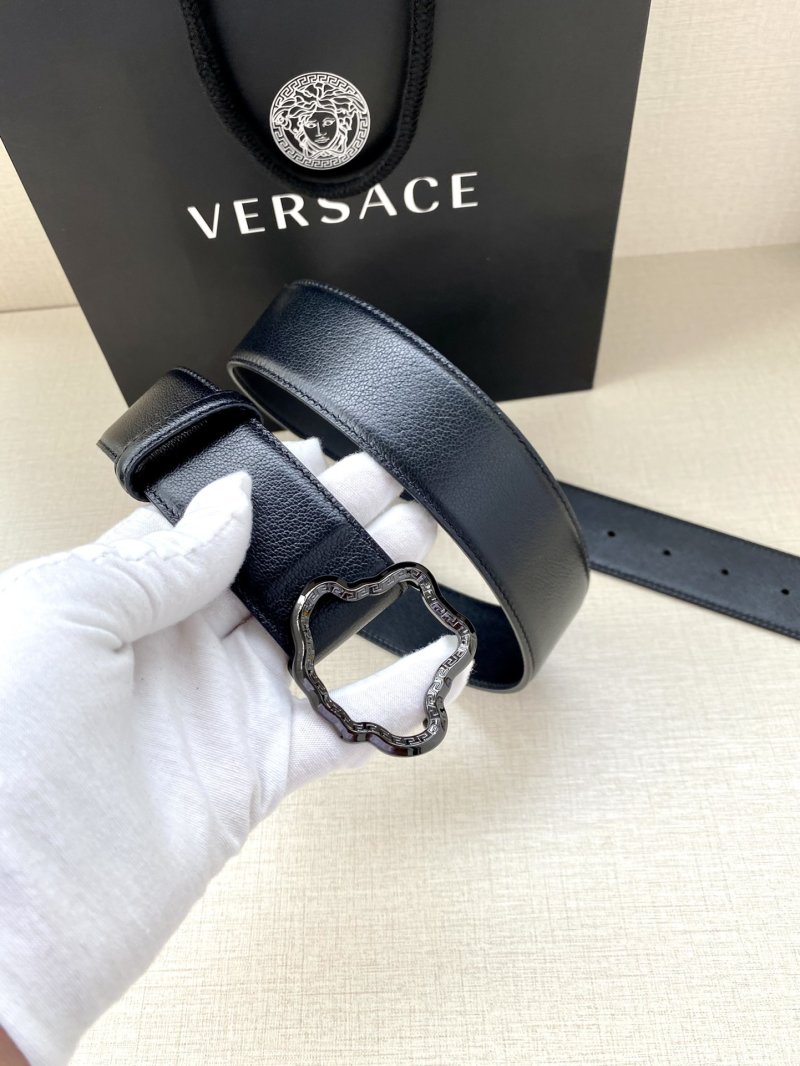 Versace Palazzo Black Leather Belt with Medusa Buckle view