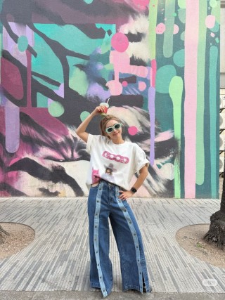 Oversized Graphic Print T-Shirt - White with Pink Horse Design view 7