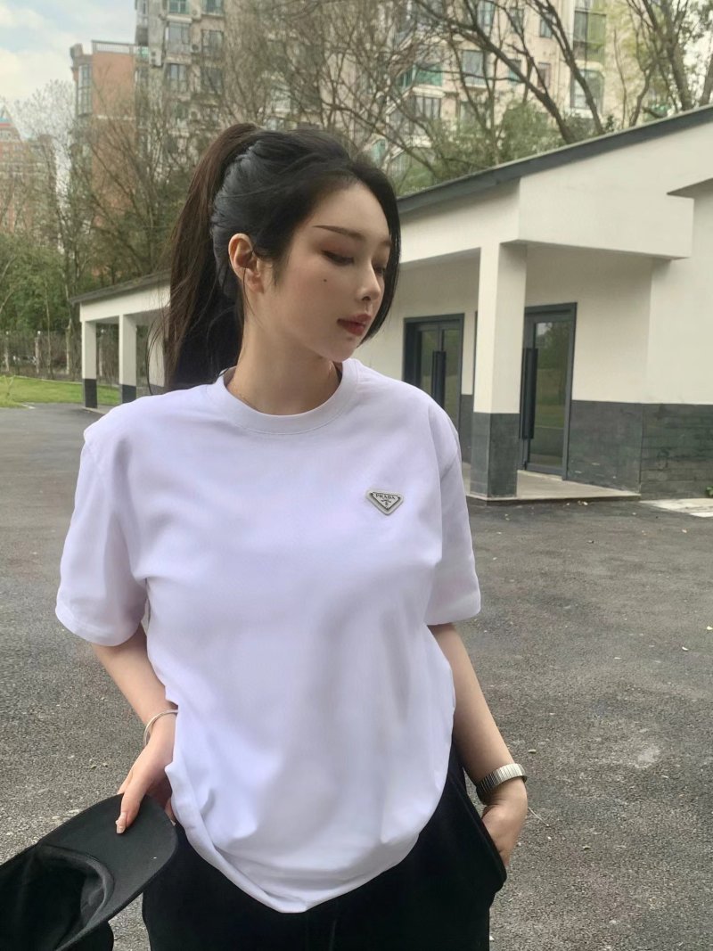 Prada Triangle Logo White T-Shirt