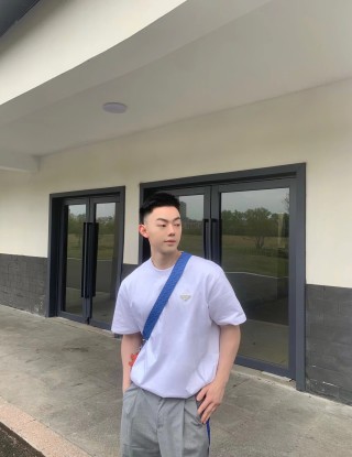 Prada Triangle Logo White T-Shirt view 3