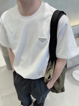 Prada Triangle Logo White T-Shirt view 5