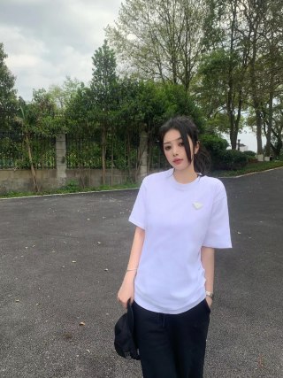 Prada Triangle Logo White T-Shirt view 6