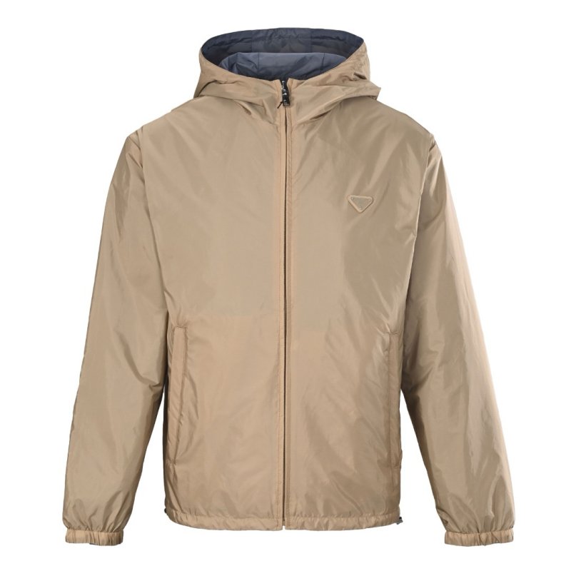 Prada Nylon Hooded Windbreaker Jacket Beige view