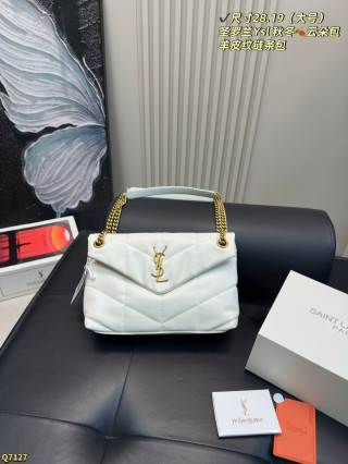 Saint Laurent Loulou Puffer White Quilted Shoulder Bag view 2