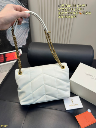 Saint Laurent Loulou Puffer White Quilted Shoulder Bag view 3