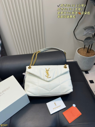 Saint Laurent Loulou Puffer White Quilted Shoulder Bag view 4