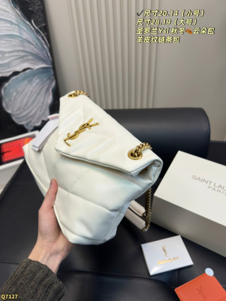 Saint Laurent Loulou Puffer White Quilted Shoulder Bag view 5