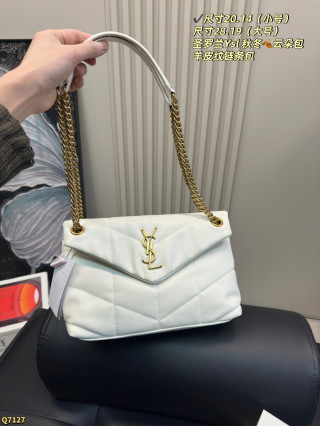 Saint Laurent Loulou Puffer White Quilted Shoulder Bag view 7
