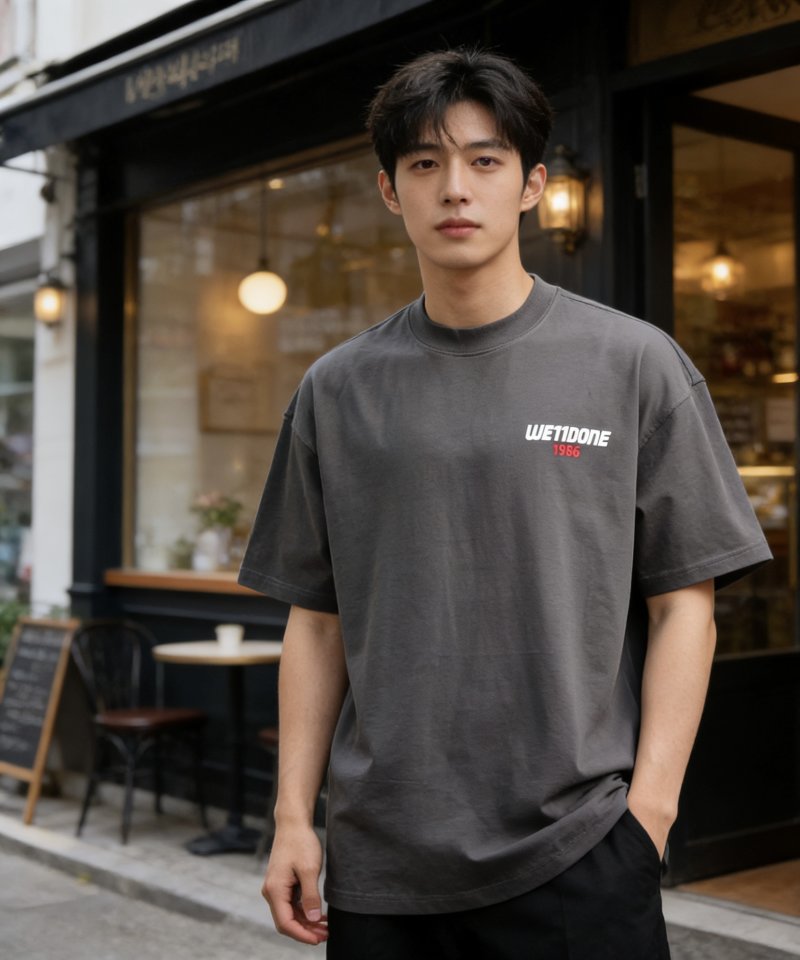 We11Done Charcoal Grey Logo T-Shirt 1989 view