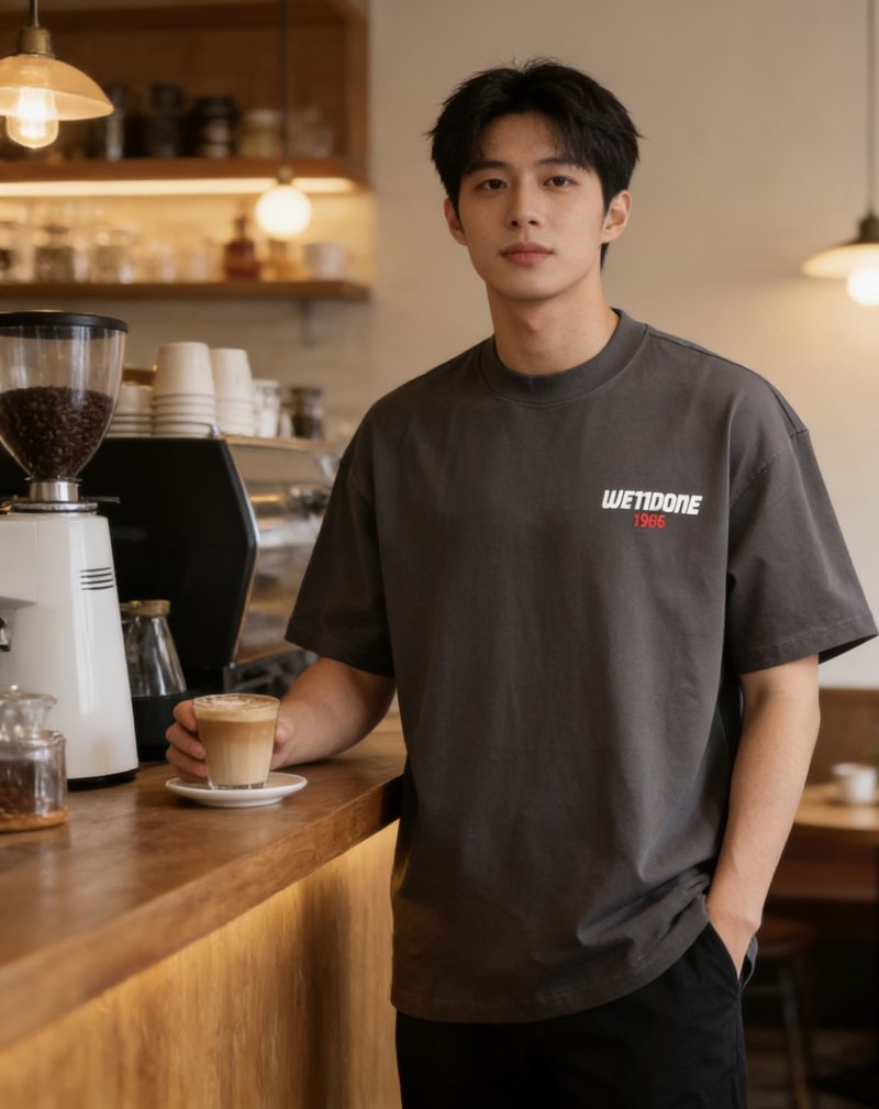 We11Done Charcoal Grey Logo T-Shirt 1989 view