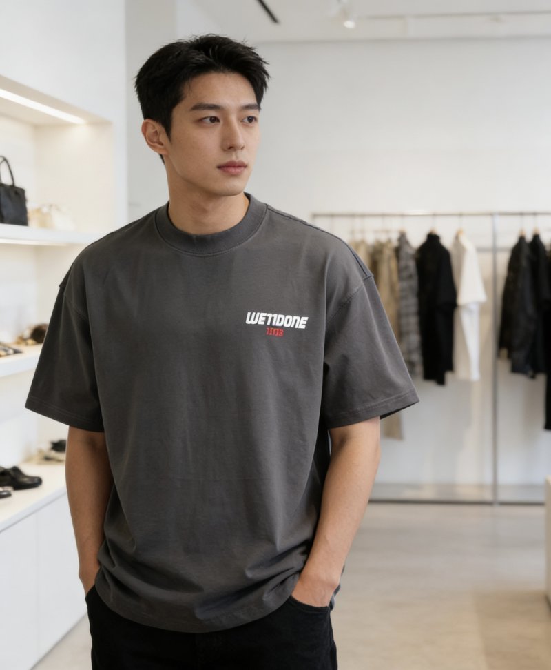We11Done Charcoal Grey Logo T-Shirt 1989 view