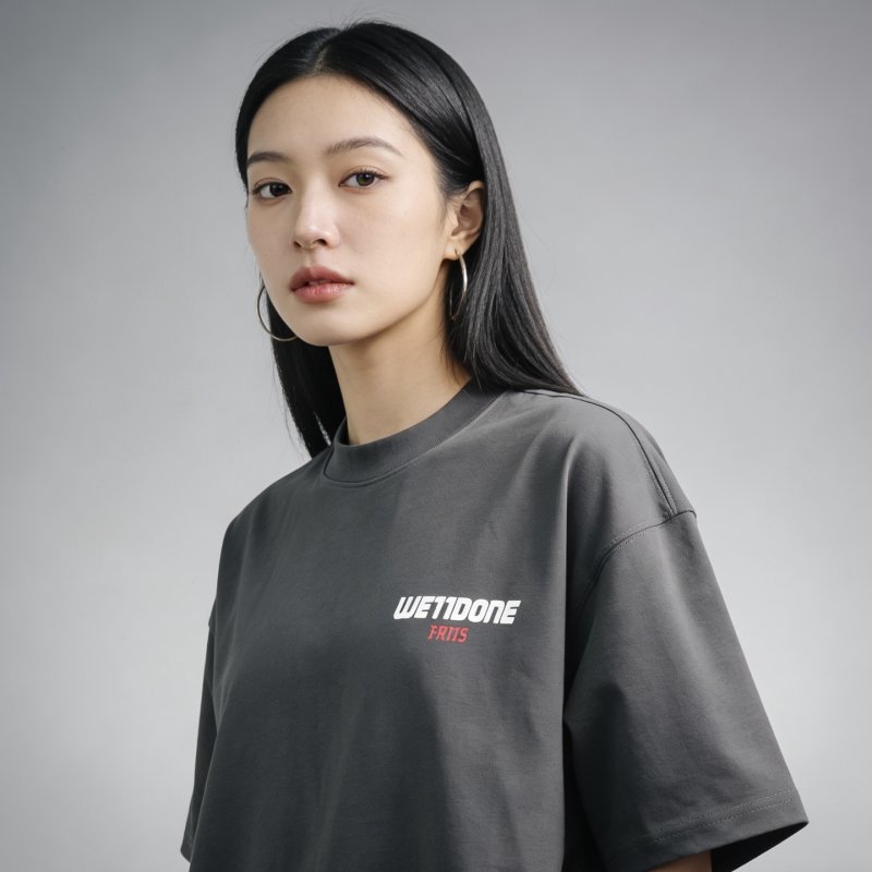 We11Done Charcoal Grey Logo T-Shirt 1989 view