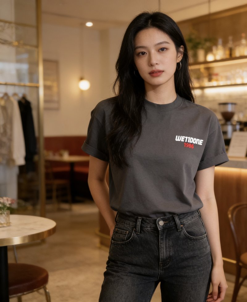 We11Done Charcoal Grey Logo T-Shirt 1989 view