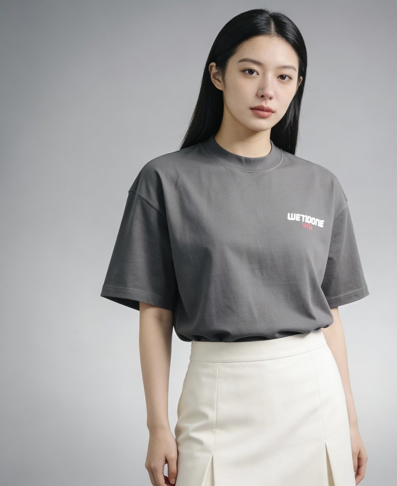 We11Done Charcoal Grey Logo T-Shirt 1989 view