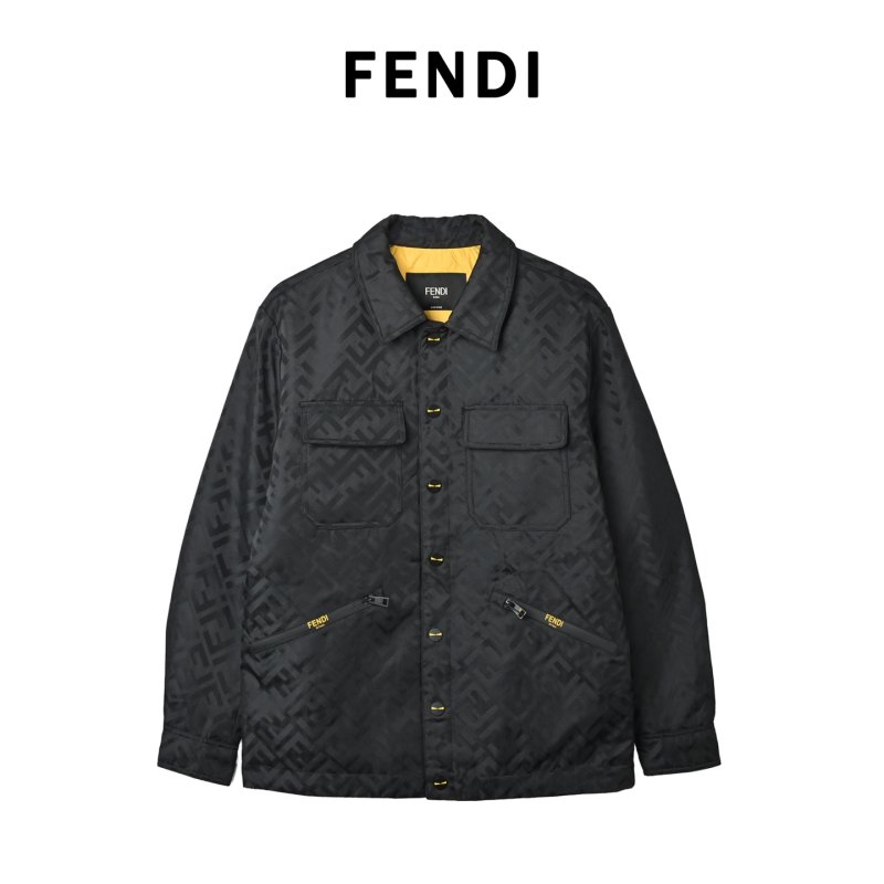 Black Quilted Down Jacket with Monogram Pattern view