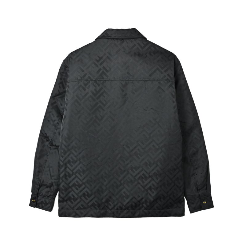 Black Quilted Down Jacket with Monogram Pattern view
