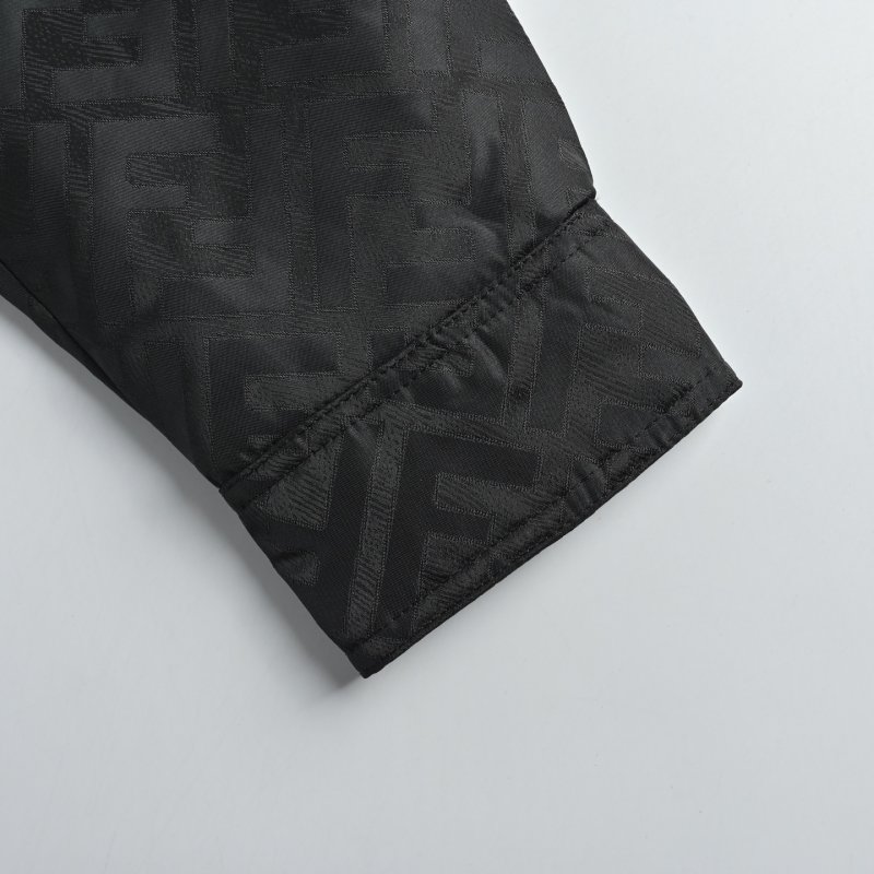 Black Quilted Down Jacket with Monogram Pattern view