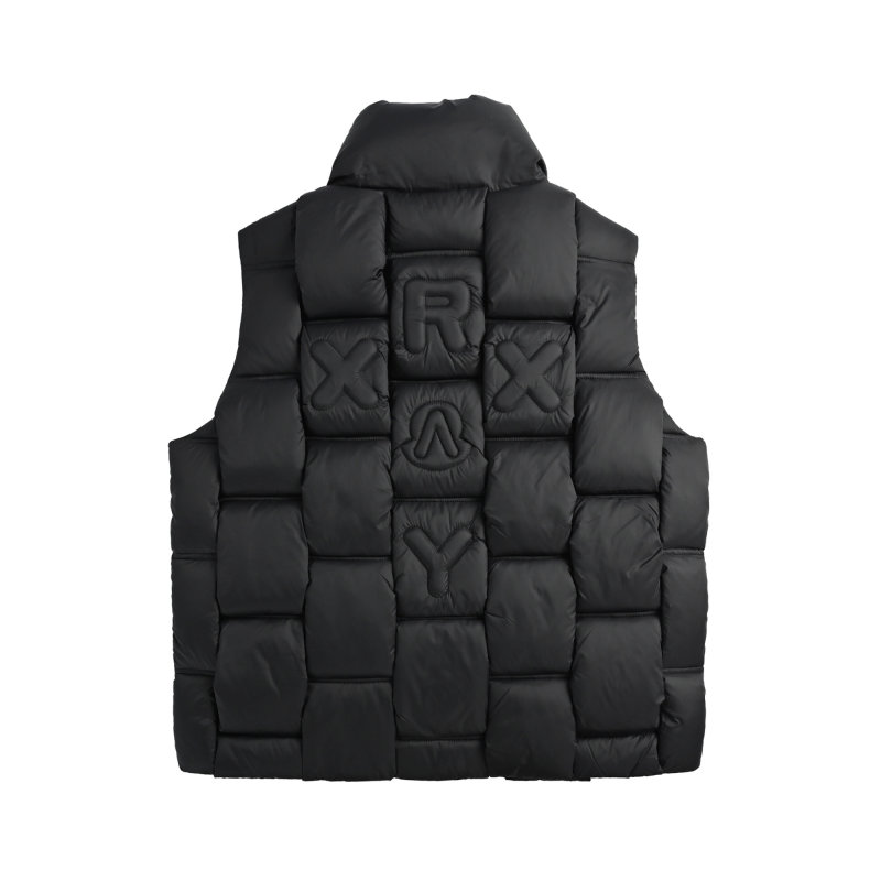Moncler Black Quilted Down Vest with White Sleeves view