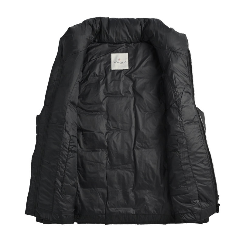 Moncler Black Quilted Down Vest with White Sleeves view