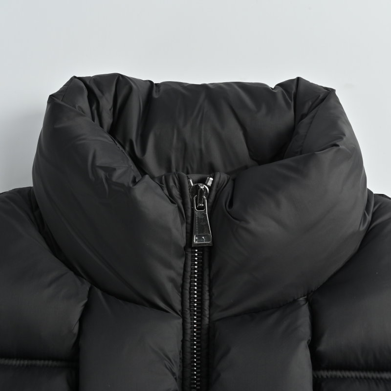 Moncler Black Quilted Down Vest with White Sleeves view