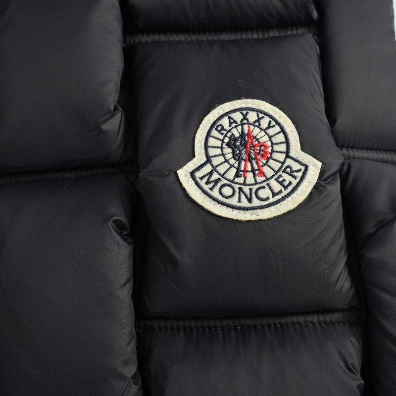 Moncler Black Quilted Down Vest with White Sleeves view