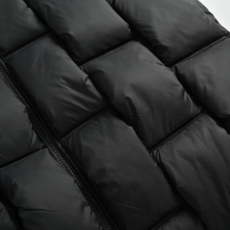 Moncler Black Quilted Down Vest with White Sleeves view