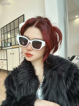 Chanel White Square Sunglasses with Gradient Orange Lens view 2