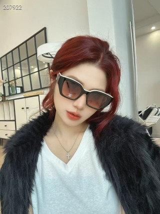 Chanel White Square Sunglasses with Gradient Orange Lens view 3