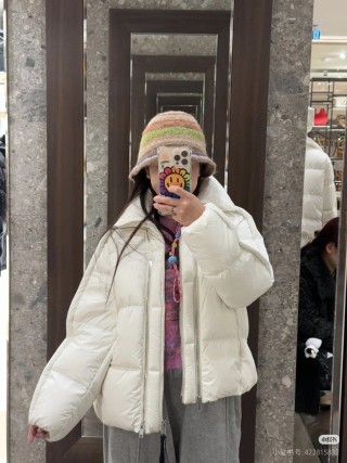 Oversized Puffer Down Jacket - Off White view 4