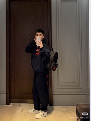 Burberry Navy Cargo Pants with Embroidered Horse Logo view 4