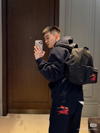 Burberry Navy Cargo Pants with Embroidered Horse Logo view 5