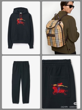 Burberry Navy Cargo Pants with Embroidered Horse Logo view 8