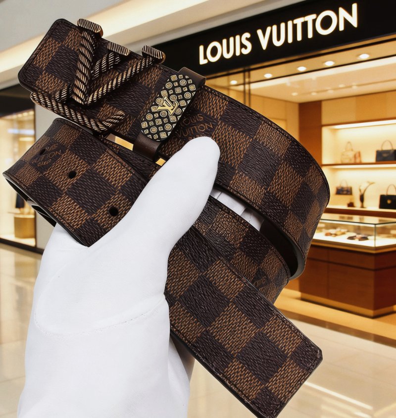 Louis Vuitton Damier Canvas Belt with Logo Buckle - Brown view