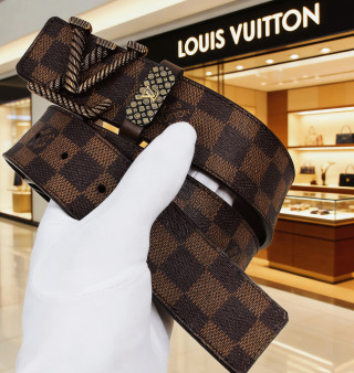 Louis Vuitton Damier Canvas Belt with Logo Buckle - Brown view 3