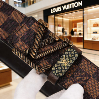 Louis Vuitton Damier Canvas Belt with Logo Buckle - Brown view 7