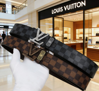 Louis Vuitton Damier Canvas Belt with Logo Buckle - Brown view 8