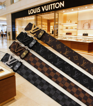 Louis Vuitton Damier Canvas Belt with Logo Buckle - Brown view 9