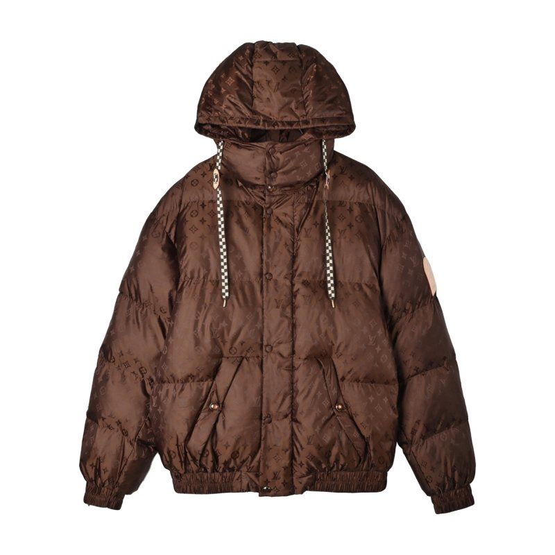 Brown Quilted Puffer Down Jacket view