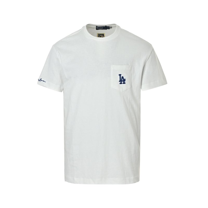 Los Angeles Dodgers White Embroidered Logo T-Shirt view