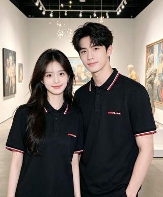 Prada Black Polo Shirt with Red & White Trim view 9