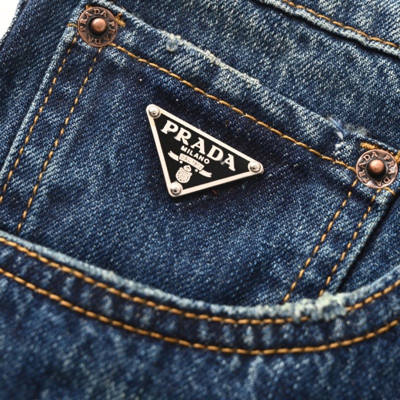 Prada Medium Wash Straight Leg Jeans - Blue view