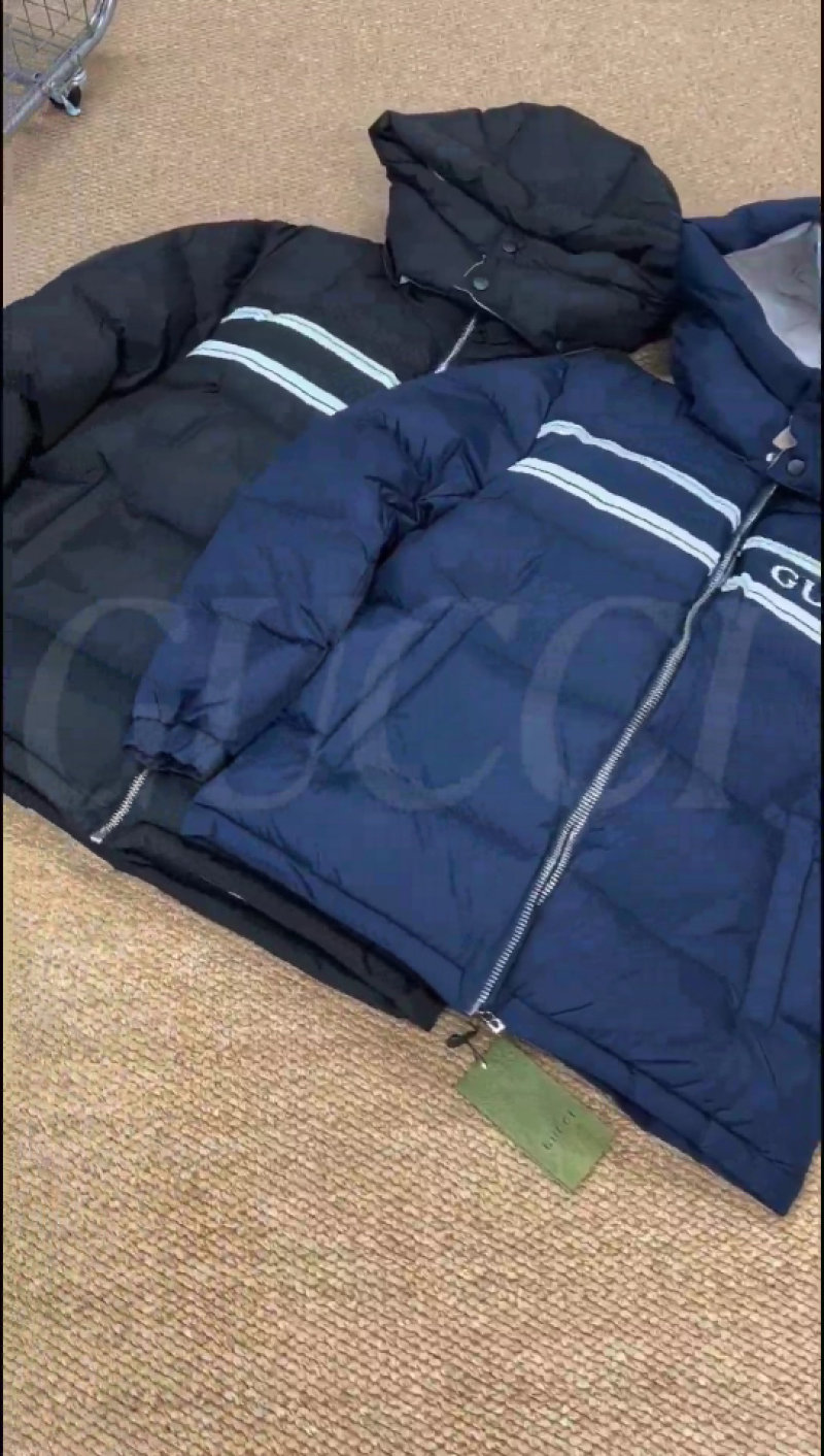 Essentials Down Jacket Black & Navy with Stripe
