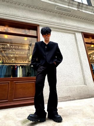 Black Oversized Cardigan Jacket with Pearl Buttons view 4