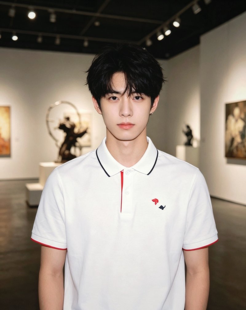Burberry White Polo Shirt with Red & Navy Embroidery view