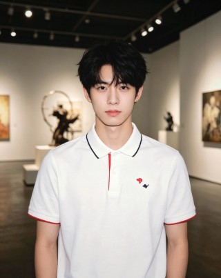 Burberry White Polo Shirt with Red & Navy Embroidery view 2
